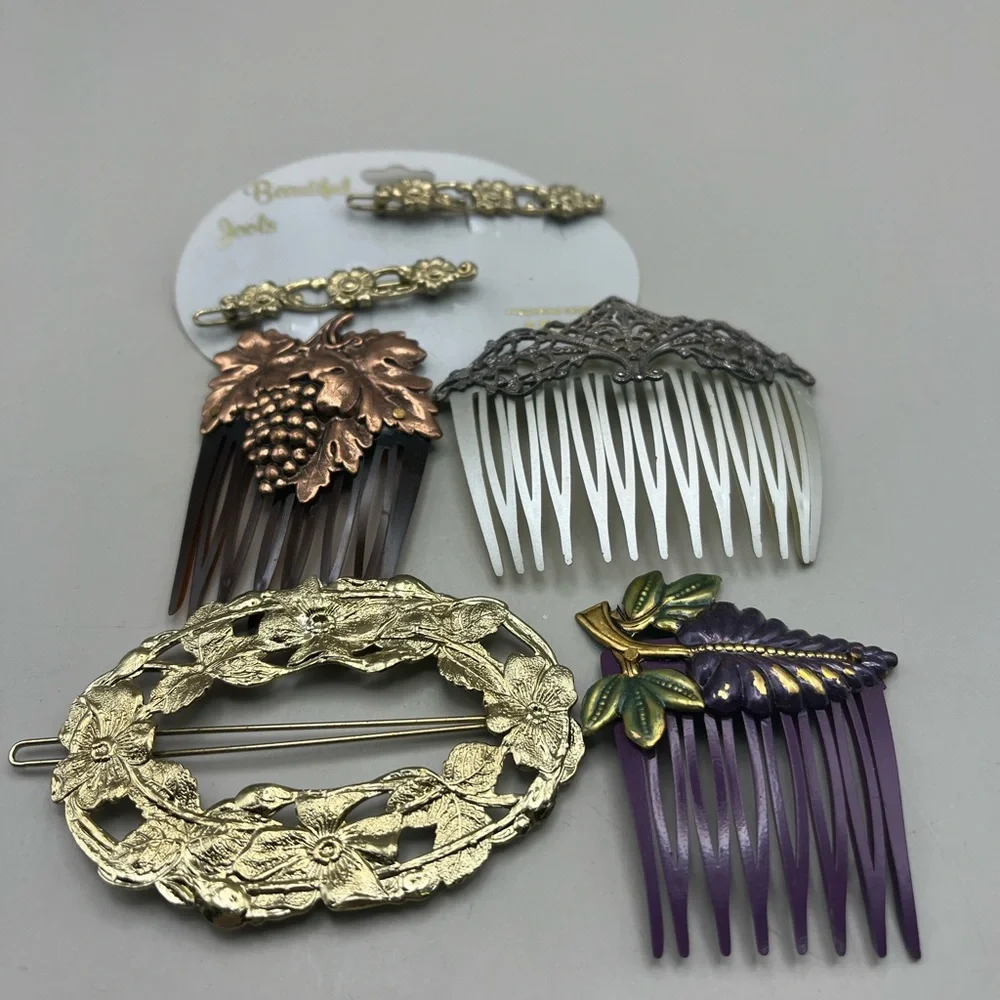 Elegant Vintage Gold and Purple Hair Accessory Set-Collection for Elegant Style
